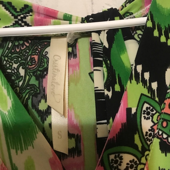 Cristinalove Green and Pink Long Sleeve Dress - Picture 7 of 11